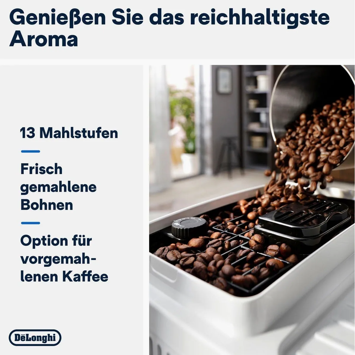 De'Longhi Magnifica Start ECAM220.61.W, 4 Getränkeoptionen, perfekter Milchschaum, kompakte Bauweise 3