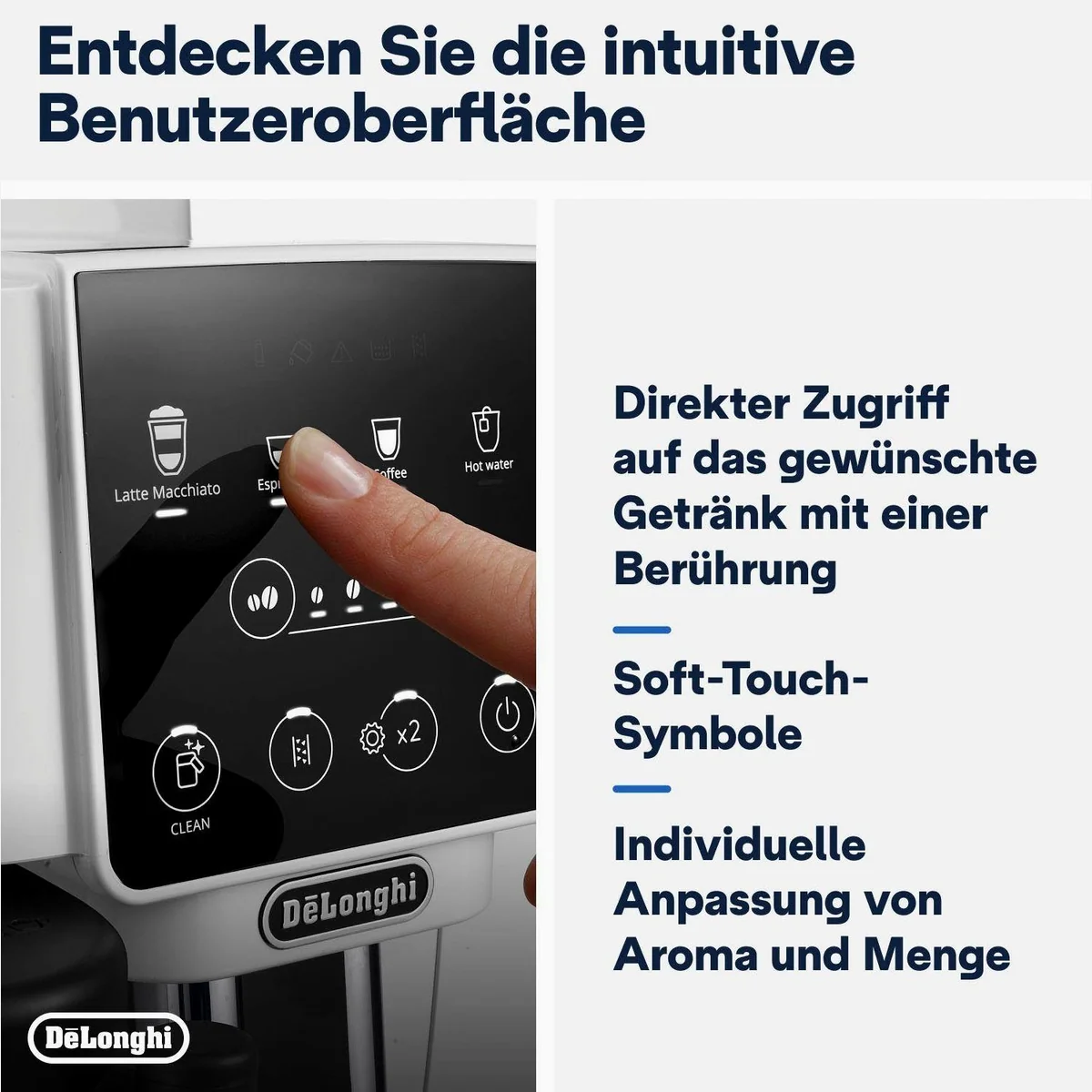 De'Longhi Magnifica Start ECAM220.61.W, 4 Getränkeoptionen, perfekter Milchschaum, kompakte Bauweise 5