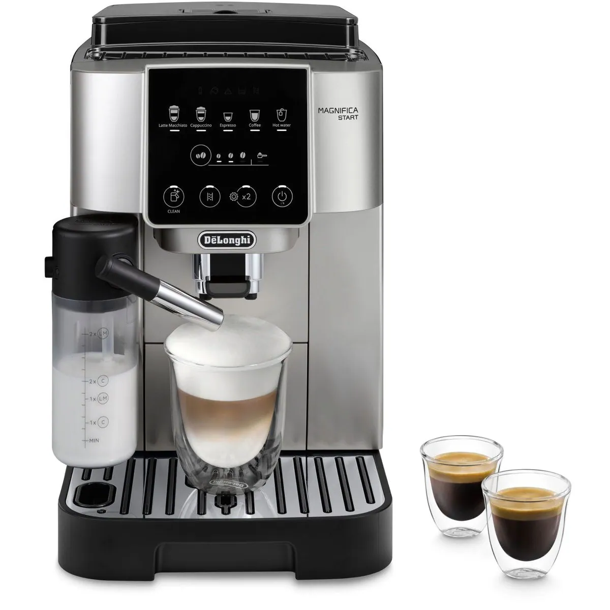 De'Longhi Magnifica Start Milk ECAM220.80.SB, Milchkaraffe inklusive, perfekter Cappuccino, intuitives Bedienfeld