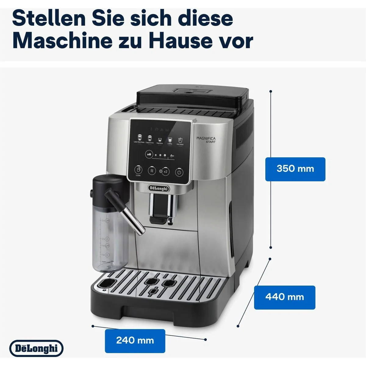 De'Longhi Magnifica Start Milk ECAM220.80.SB, Milchkaraffe inklusive, perfekter Cappuccino, intuitives Bedienfeld 2