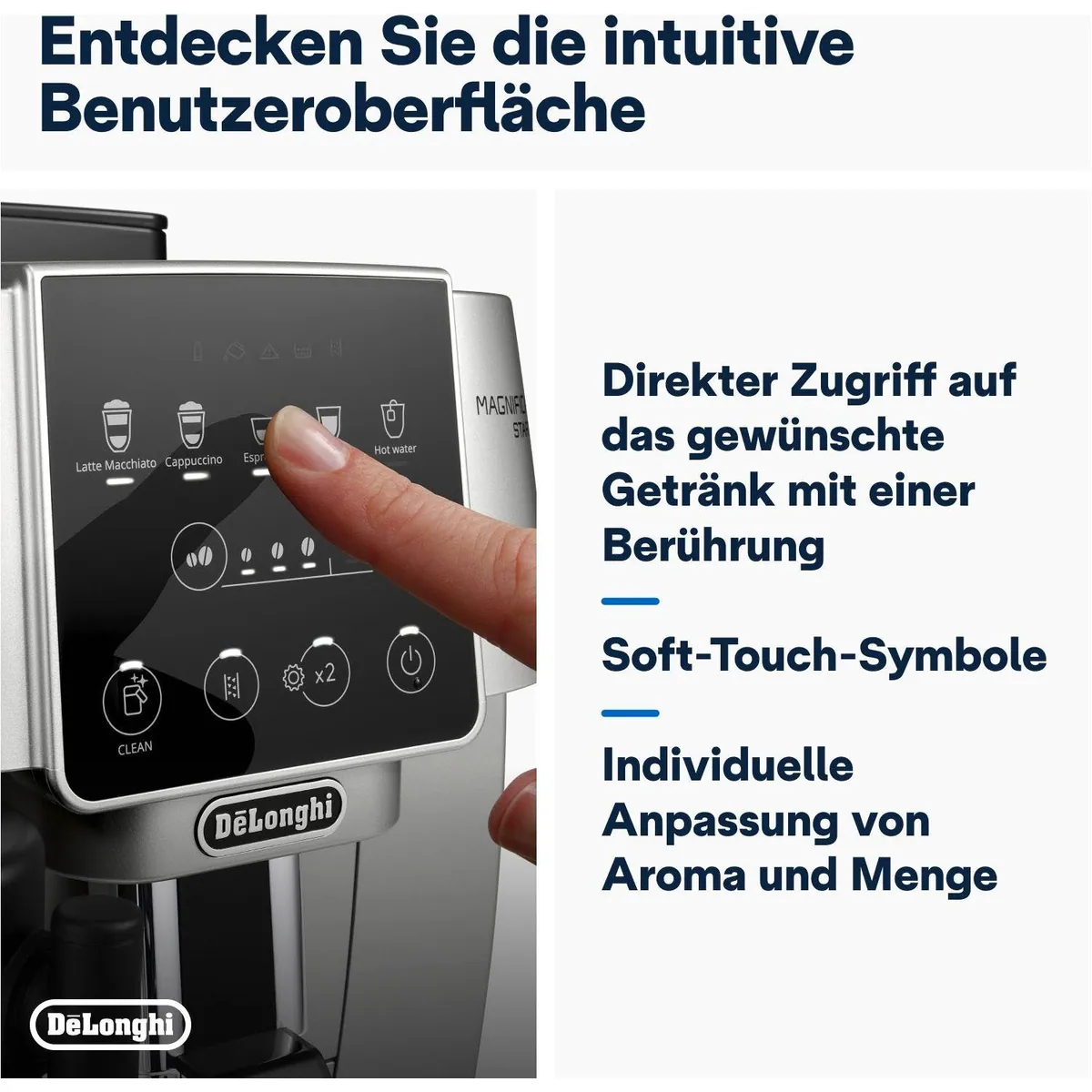 De'Longhi Magnifica Start Milk ECAM220.80.SB, Milchkaraffe inklusive, perfekter Cappuccino, intuitives Bedienfeld 4