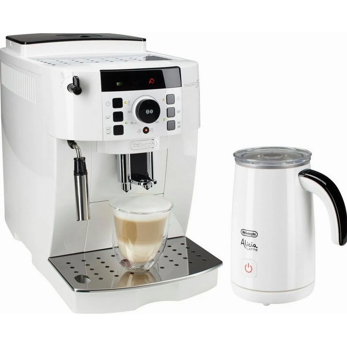 De'Longhi Magnifica S ECAM21.118.W, Barista-Milchaufschäumer, 15 Bar Pumpendruck, 13 Mahlgrade