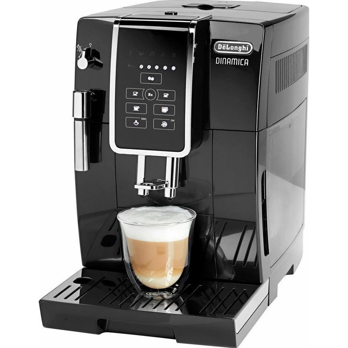 De'Longhi Dinamica ECAM358.15.B, Long Coffee Funktion, Milchaufschäumdüse, 300 g Bohnenbehälter
