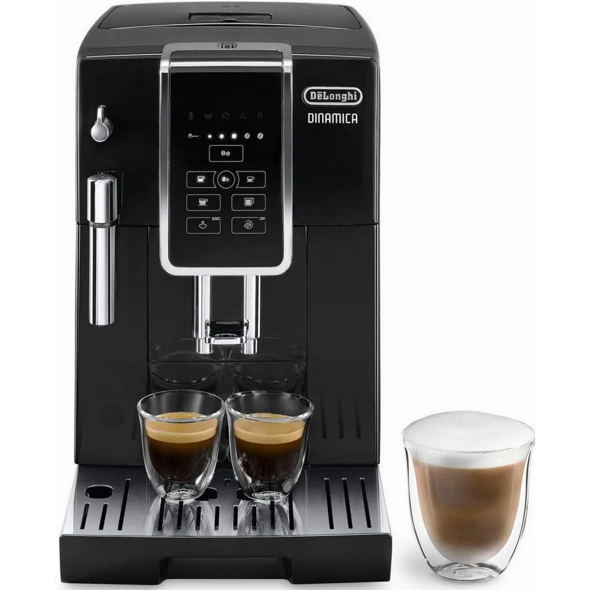 De'Longhi Dinamica ECAM358.15.B, Long Coffee Funktion, Milchaufschäumdüse, 300 g Bohnenbehälter 2