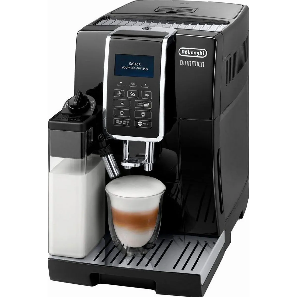 De'Longhi Dinamica ECAM356.57.B, 14 Kaffeegetränke, Kannen-Funktion, Kegelmahlwerk