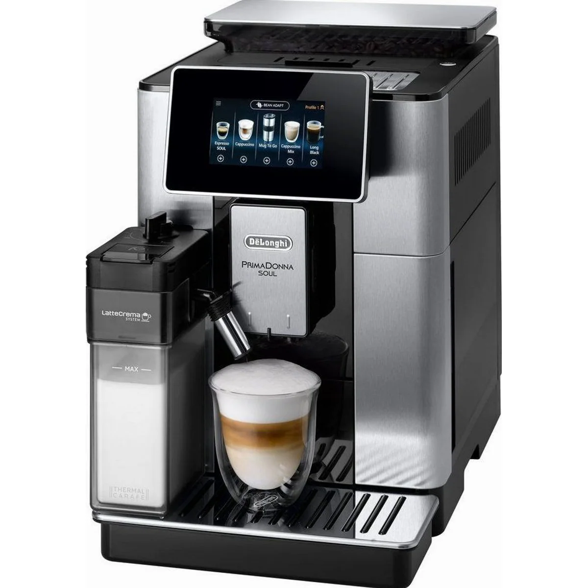 De'Longhi PrimaDonna Soul ECAM610.75.MB, Kaffeekannen-Funktion, Bean Adapt Technology, Edelstahl 2