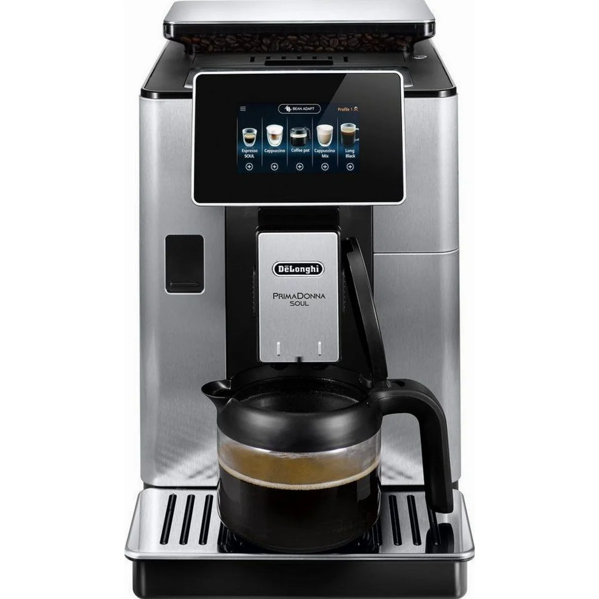 De'Longhi PrimaDonna Soul ECAM610.75.MB, Kaffeekannen-Funktion, Bean Adapt Technology, Edelstahl 4