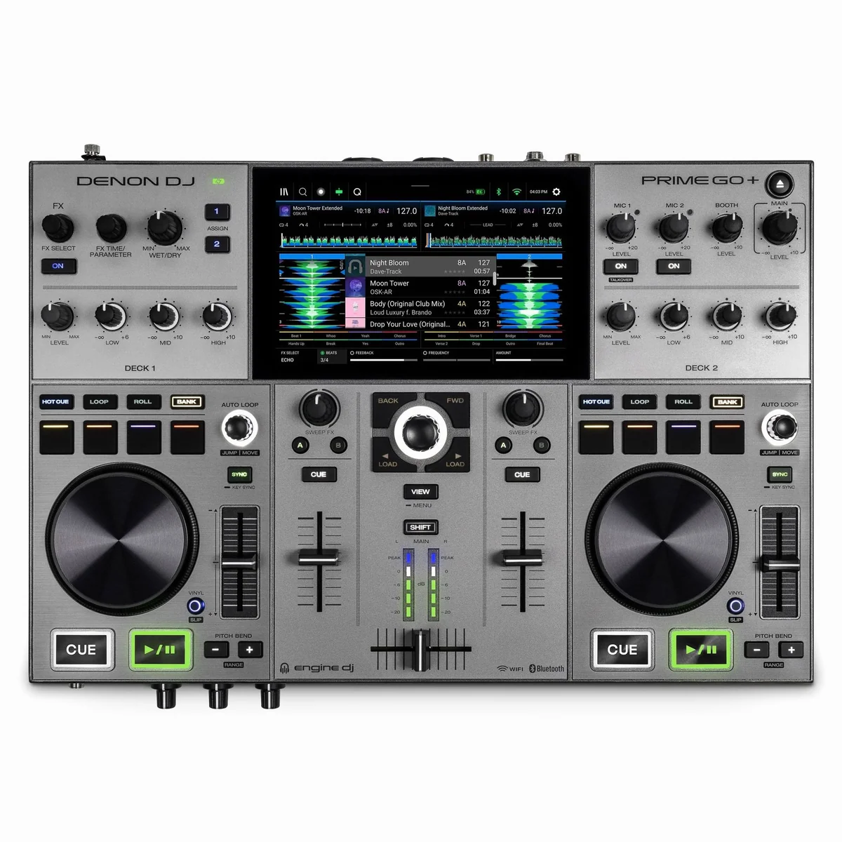 Denon DJ PRIME GO+ DJ Controller, mobiler Betrieb, 7-Zoll HD-Touchscreen 3