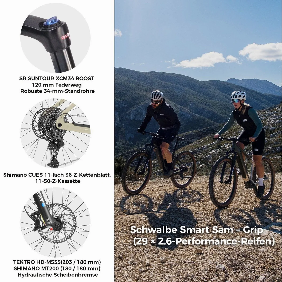 DERUIZ E-Bike Dolomit 29 Zoll, 720 Wh Samsung-Akku, 11-Gang SHIMANO CUES 4