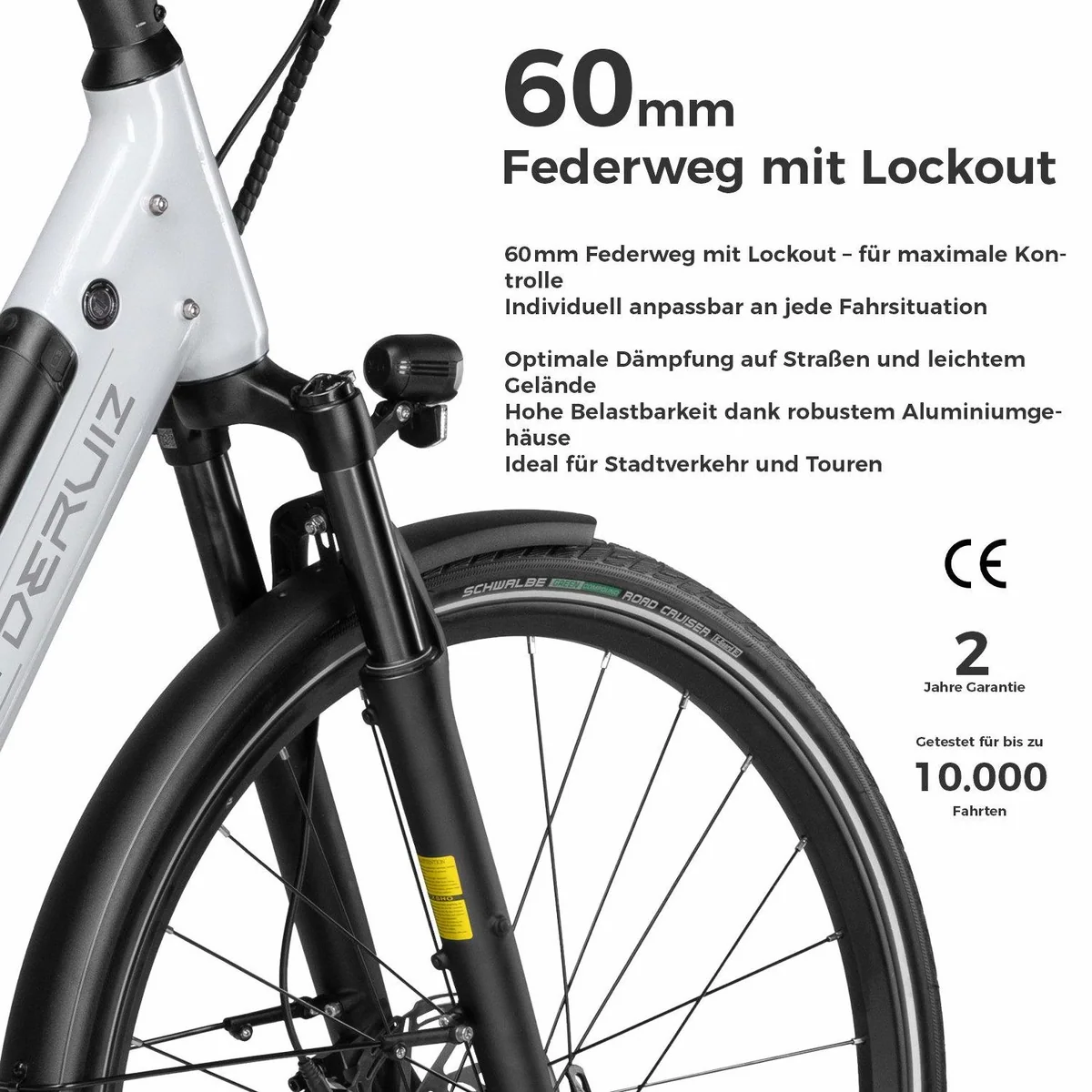DERUIZ Quartz E-Bike Cityrad 28 Zoll, 160 km Reichweite, Bluetooth & APP, Tiefeinsteiger 3