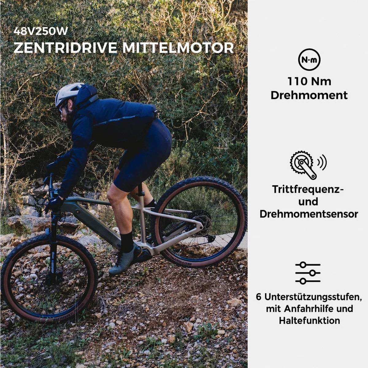 DERUIZ Dolomit E-Mountainbike Schwarz, 29 Zoll, 110 Nm Mittelmotor, 720 Wh Akku 2