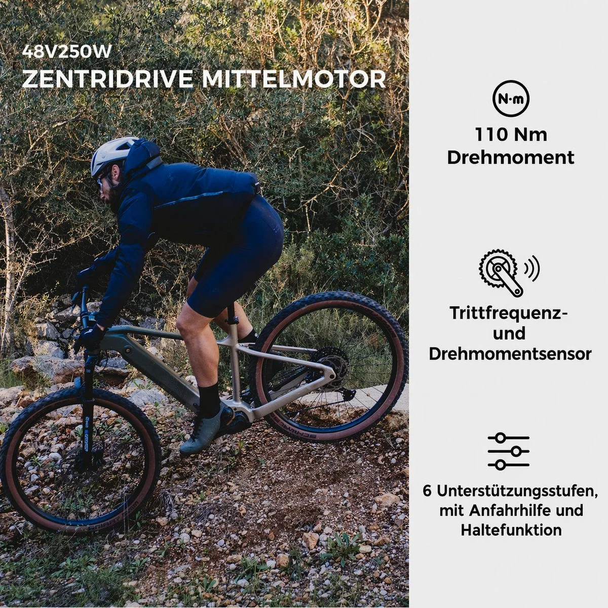 DERUIZ Dolomit E-Mountainbike Champagner, 29 Zoll, 110 Nm Mittelmotor, 720 Wh Akku 2