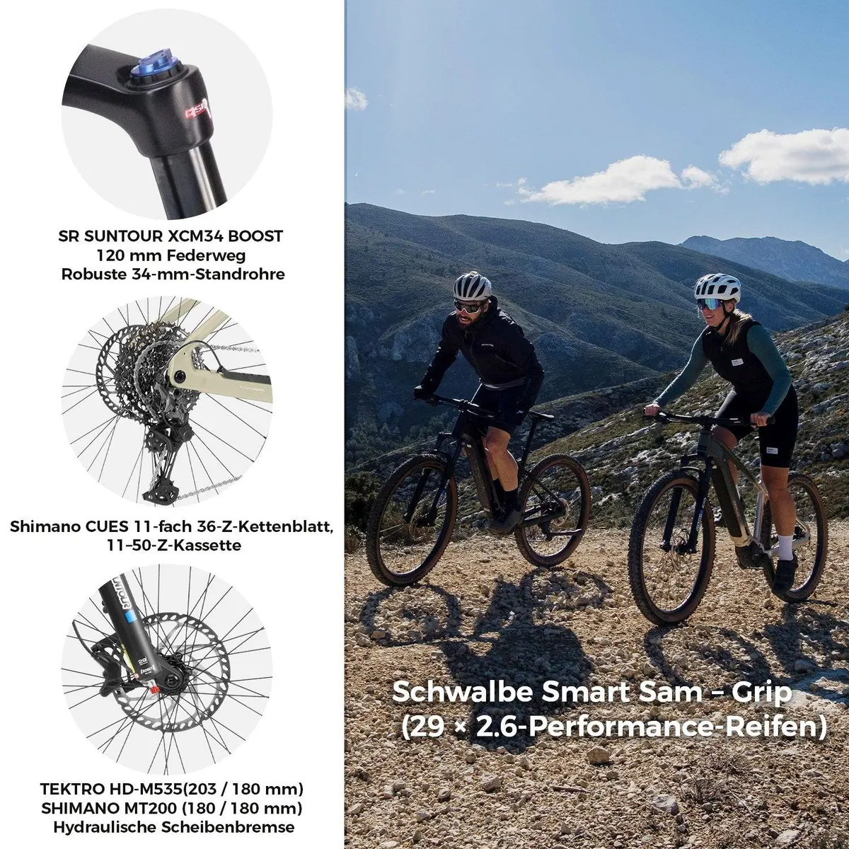 DERUIZ Dolomit E-Mountainbike Champagner, 29 Zoll, 110 Nm Mittelmotor, 720 Wh Akku 4
