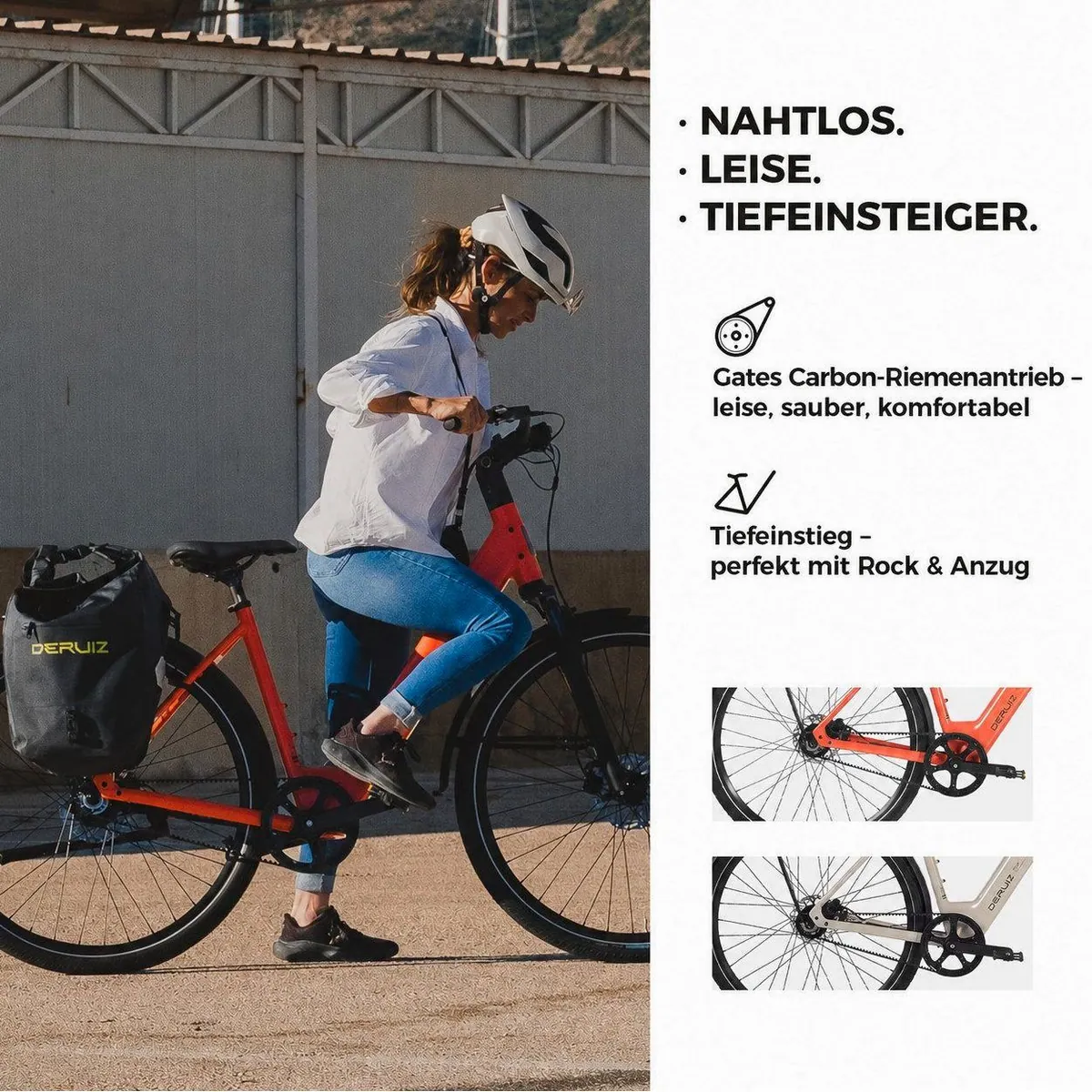 DERUIZ Turmali Comfort E-Bike, 110 km Reichweite, Gates Riemenantrieb, 35-Nm-Heckmotor 2