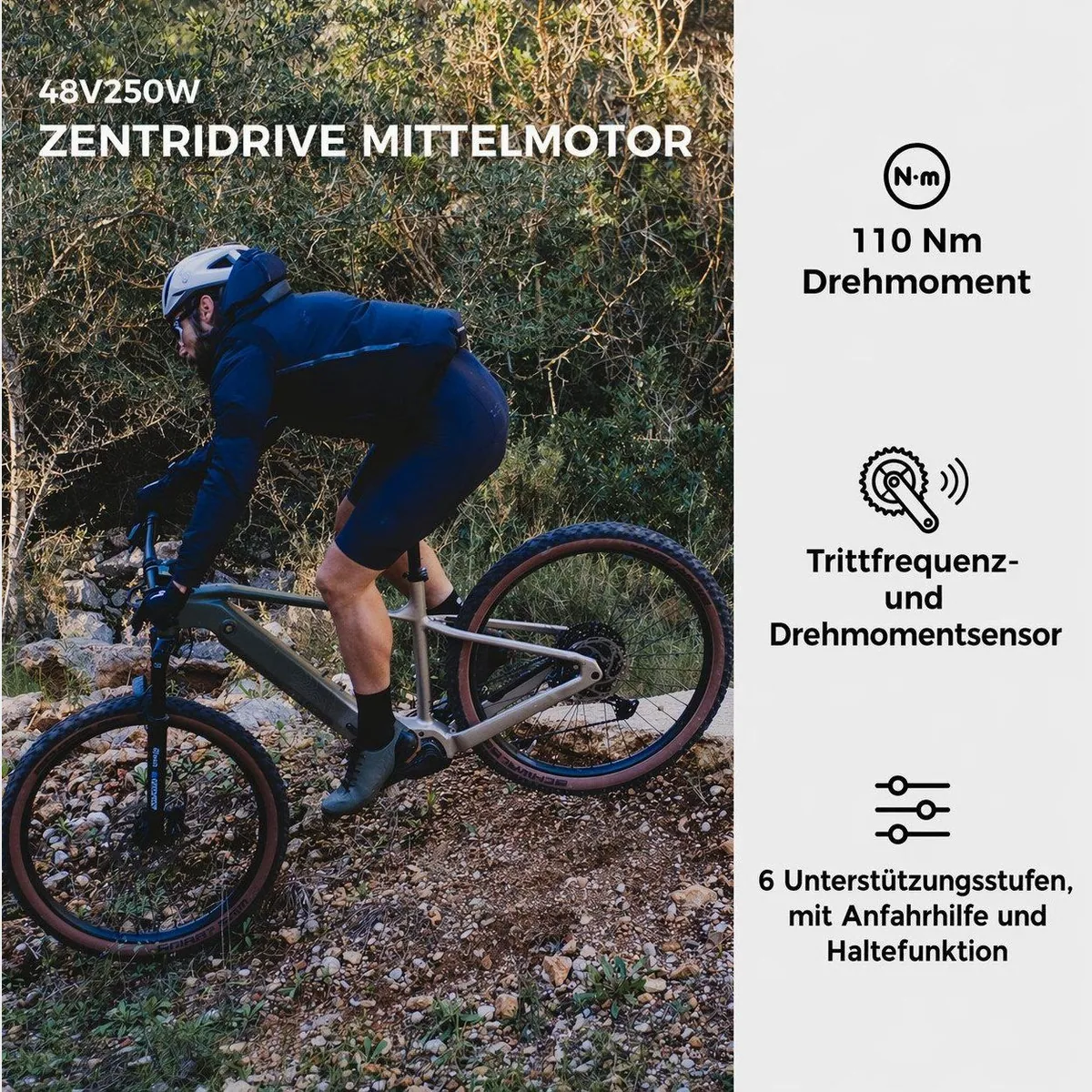 DERUIZ E-Bike Mountainbike 29 Zoll, 110 Nm Mittelmotor, 180 km Reichweite 2