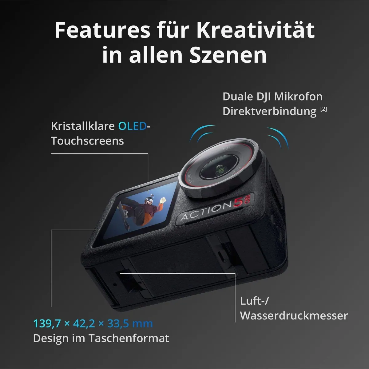 DJI Osmo Action 5 Pro, 4K Ultra HD, WLAN, Bluetooth — herausragende Bildqualität und Leistung 2