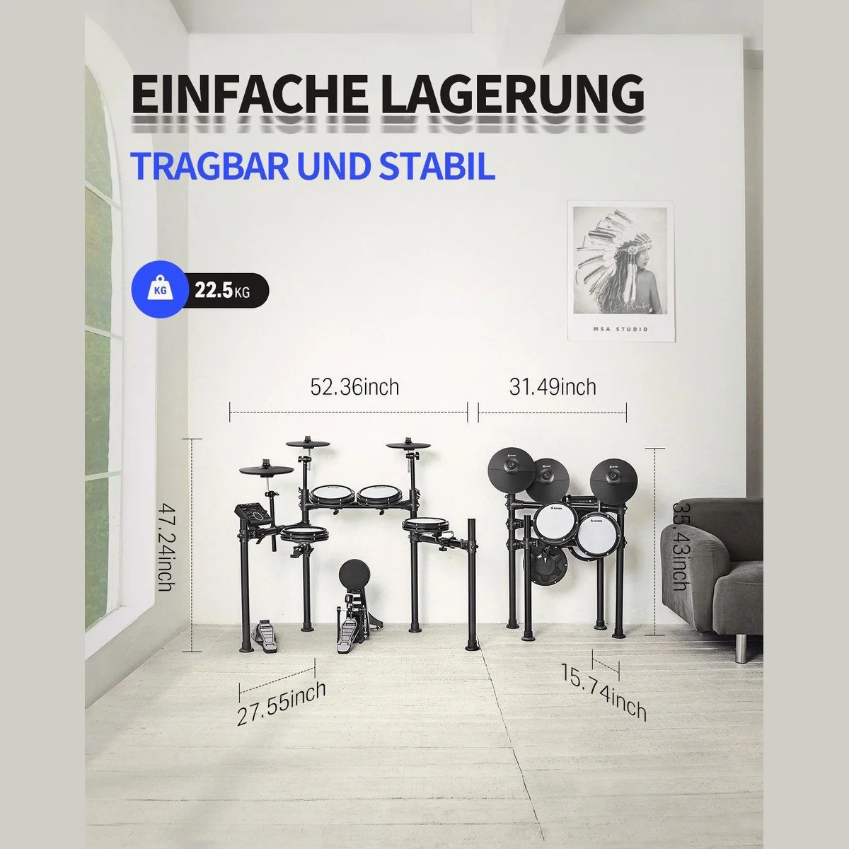 Donner DED-200 E-Drum, 450 Sounds, hochwertiges Zubehör — optimal für Einsteiger und Profis 3