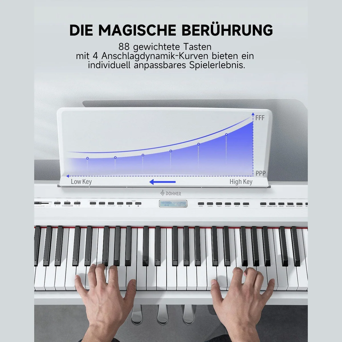 Donner DEP-20 Digitalpiano, 88 gewichtete Tasten, 238 Klänge, 128-fach Polyphonie 2