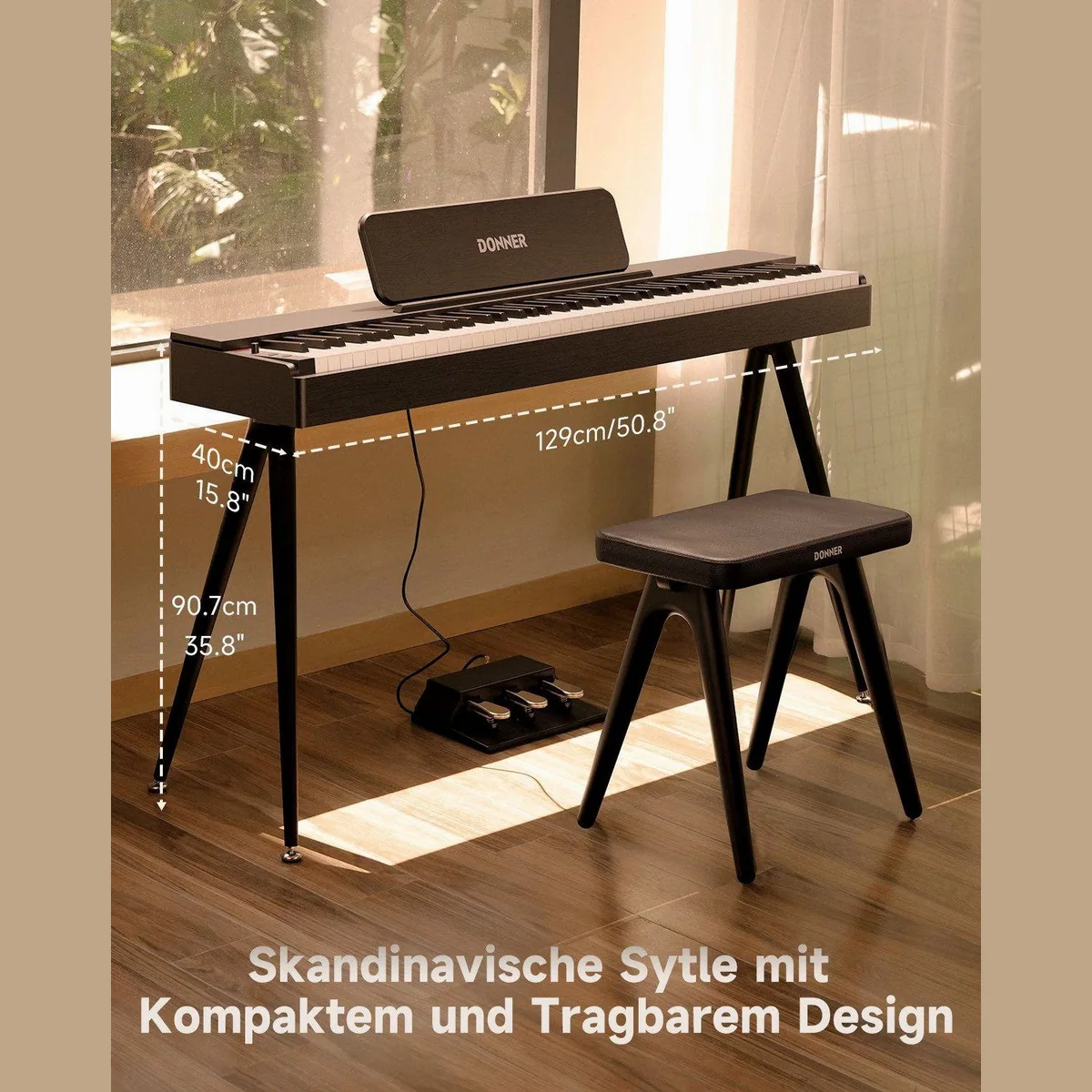 Donner OURA S100 Digitalpiano, 88 Tasten Hammermechanik, Dual-Mode Bluetooth 4