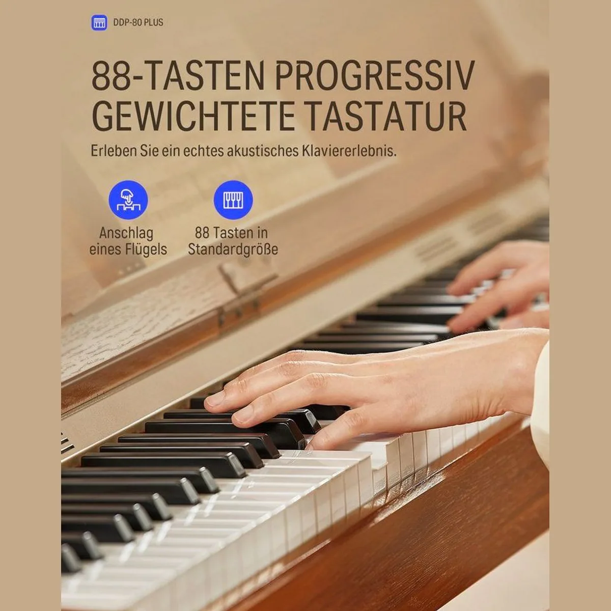 Donner DDP-80 PLUS Digitalpiano, gewichtete Hammermechanik, 128 Polyphonie — stilvolles Design, umfangreiche Funktionen, optimal für Musiker 2
