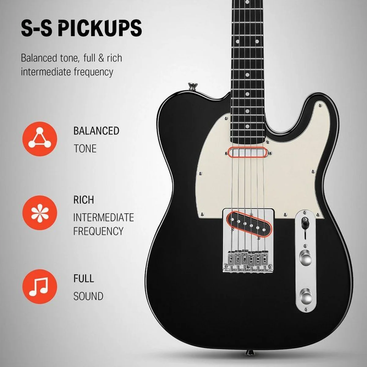 Donner DTL-100 E-Gitarre, H-H Tonabnehmer, Ahornhals — ideal für Einsteiger 3
