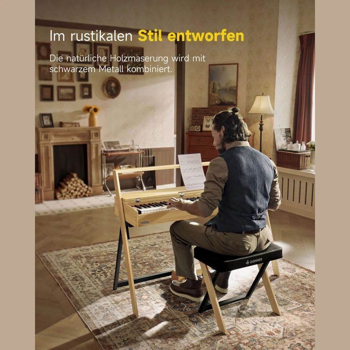 Donner R300 Digitalpiano, 88 gewichtete Tasten, Dual-Bluetooth, 3-Pedal-Funktion 2