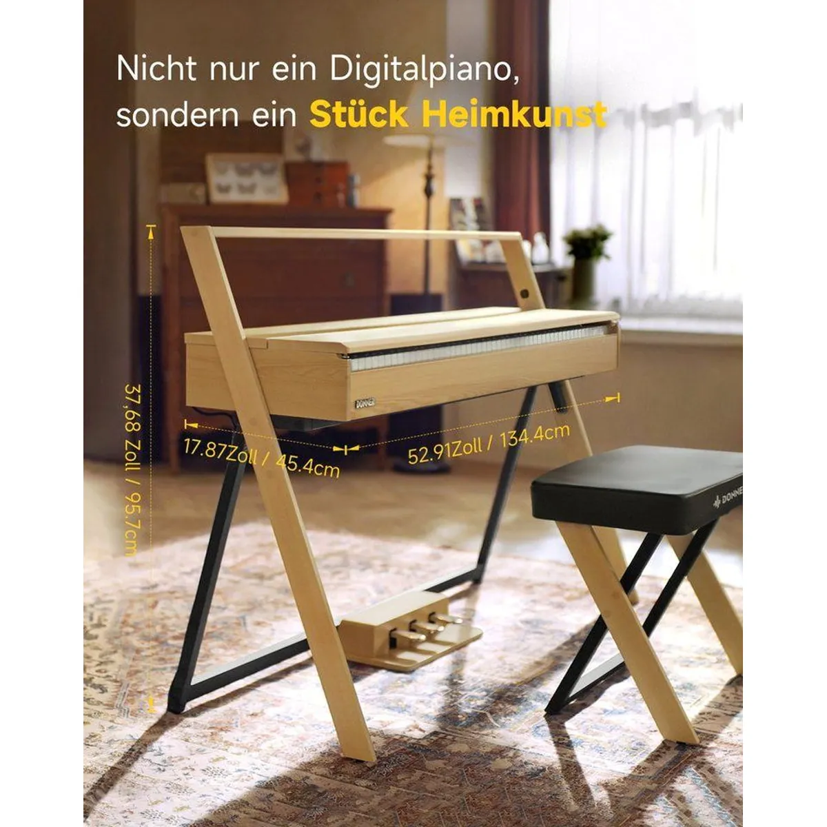 Donner R300 Digitalpiano, 88 gewichtete Tasten, Dual-Bluetooth, 3-Pedal-Funktion 5