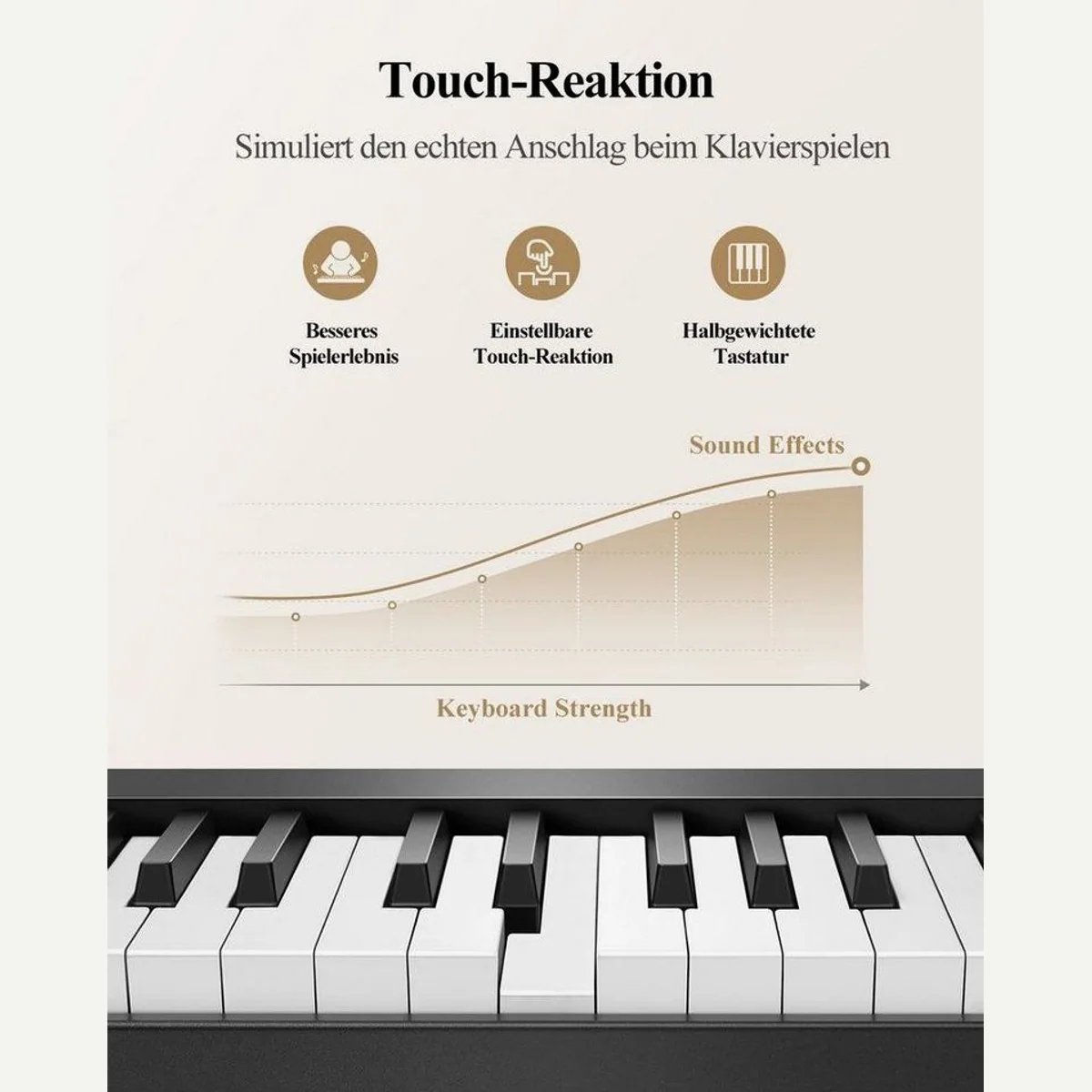 Donner DP-10 Digitalpiano, 88 Tasten, tragbar und faltbar — vielseitig, leicht und akustisch gestaltet 3