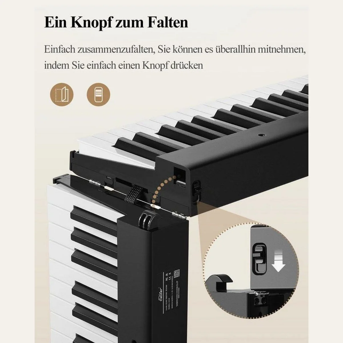 Donner DP-10 Digitalpiano, 88 Tasten, tragbar und faltbar — vielseitig, leicht und akustisch gestaltet 5