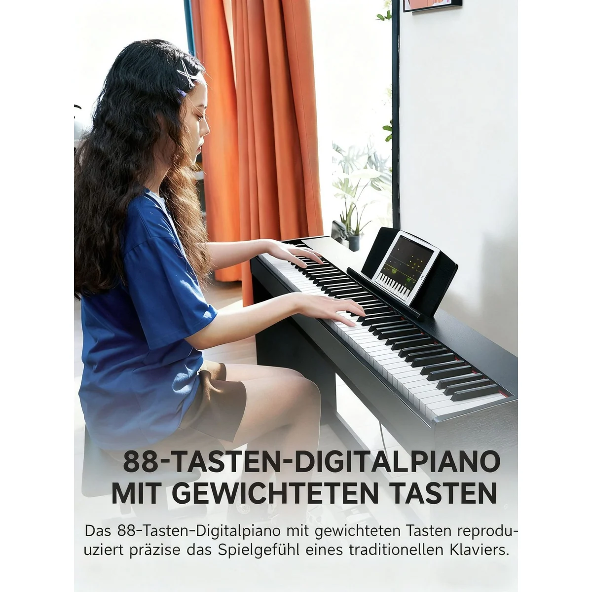 Donner DDP-50 Lite Digitalpiano, 88 gewichtete Tasten, Bluetooth, vielseitige Funktionen 2
