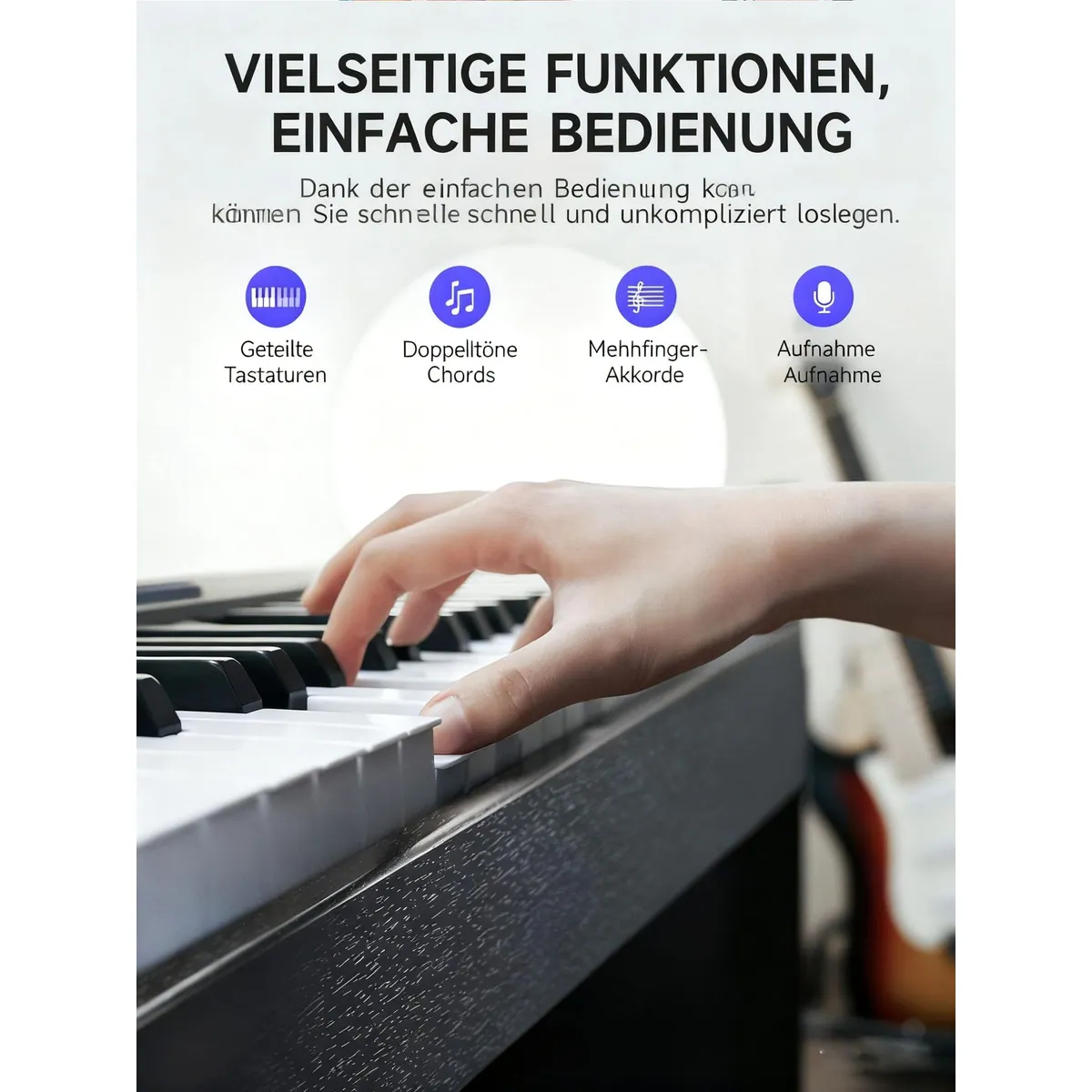 Donner DDP-50 Lite Digitalpiano, 88 gewichtete Tasten, Bluetooth, vielseitige Funktionen 4