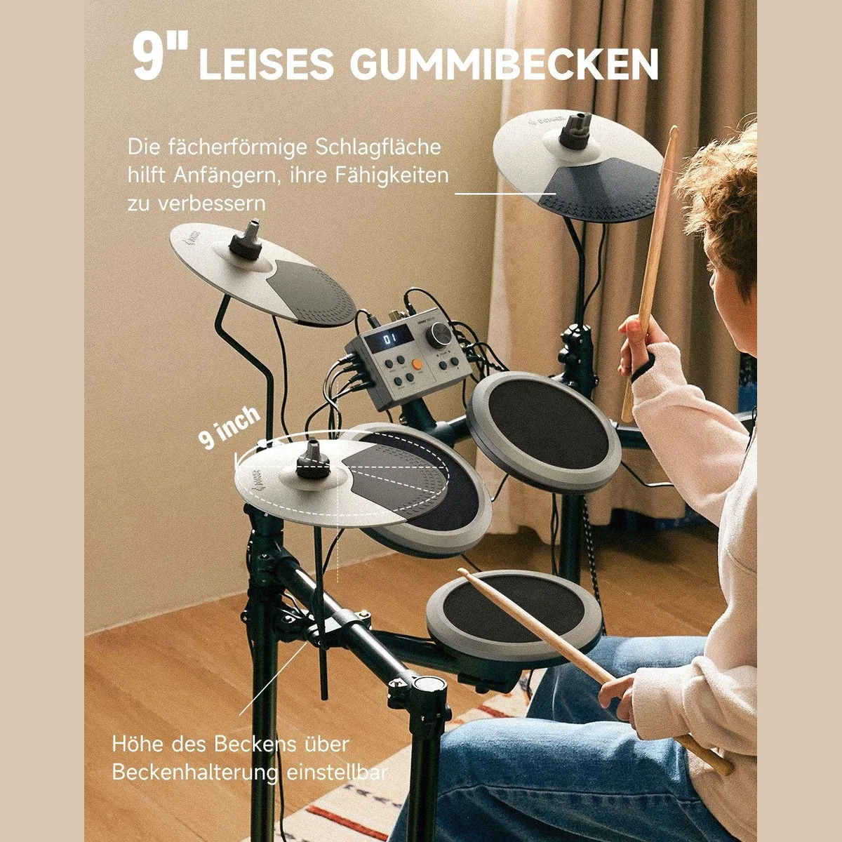 Donner DED-200 E-Schlagzeug, 450 Sounds, umfassendes Zubehör 5