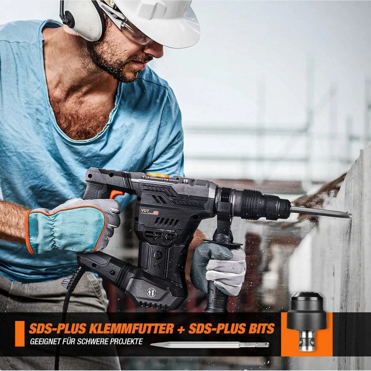 DOVAMAN Bohrhammer SDS-Plus, 4 in 1 Funktionen, 1500W Leistung, 7J Schlagenergie 3