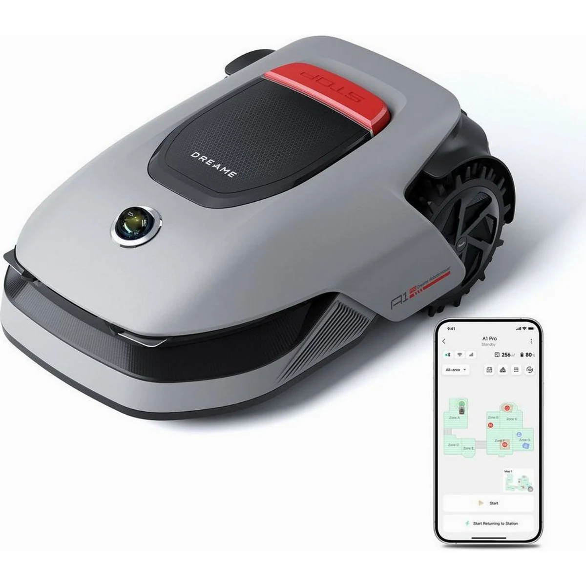 Dreame Mower A1 Pro, präzise Navigation, effiziente U-förmige Mähstrategie, duales Kartenmanagement