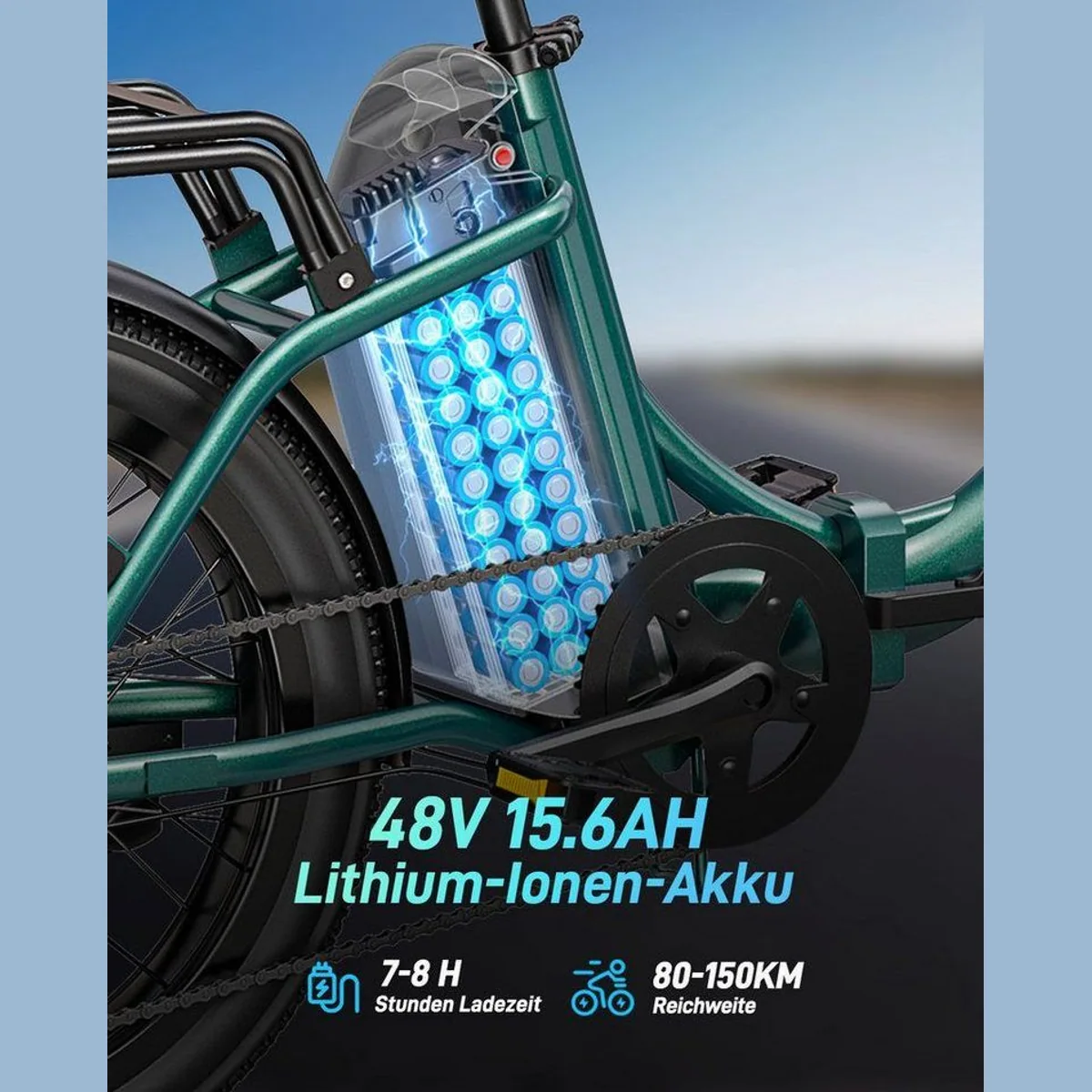 DYU C9 E-Bike Klapprad, 250 W Motor, bis zu 150 km Reichweite, Shimano 7-Gang 2