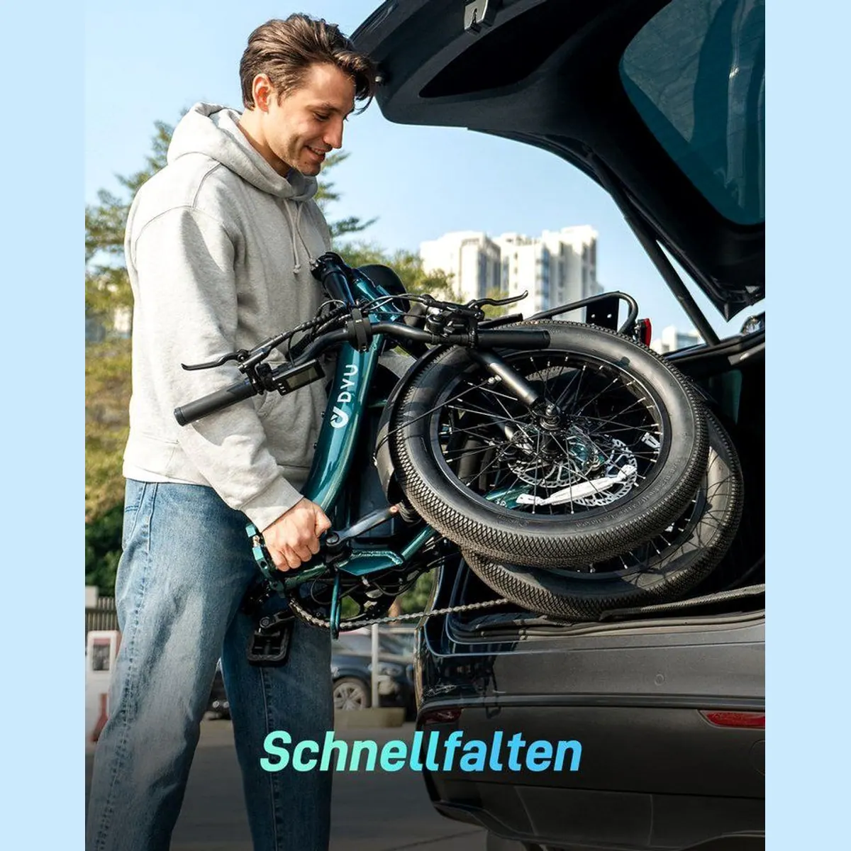 DYU C9 E-Bike Klapprad, 250 W Motor, bis zu 150 km Reichweite, Shimano 7-Gang 4