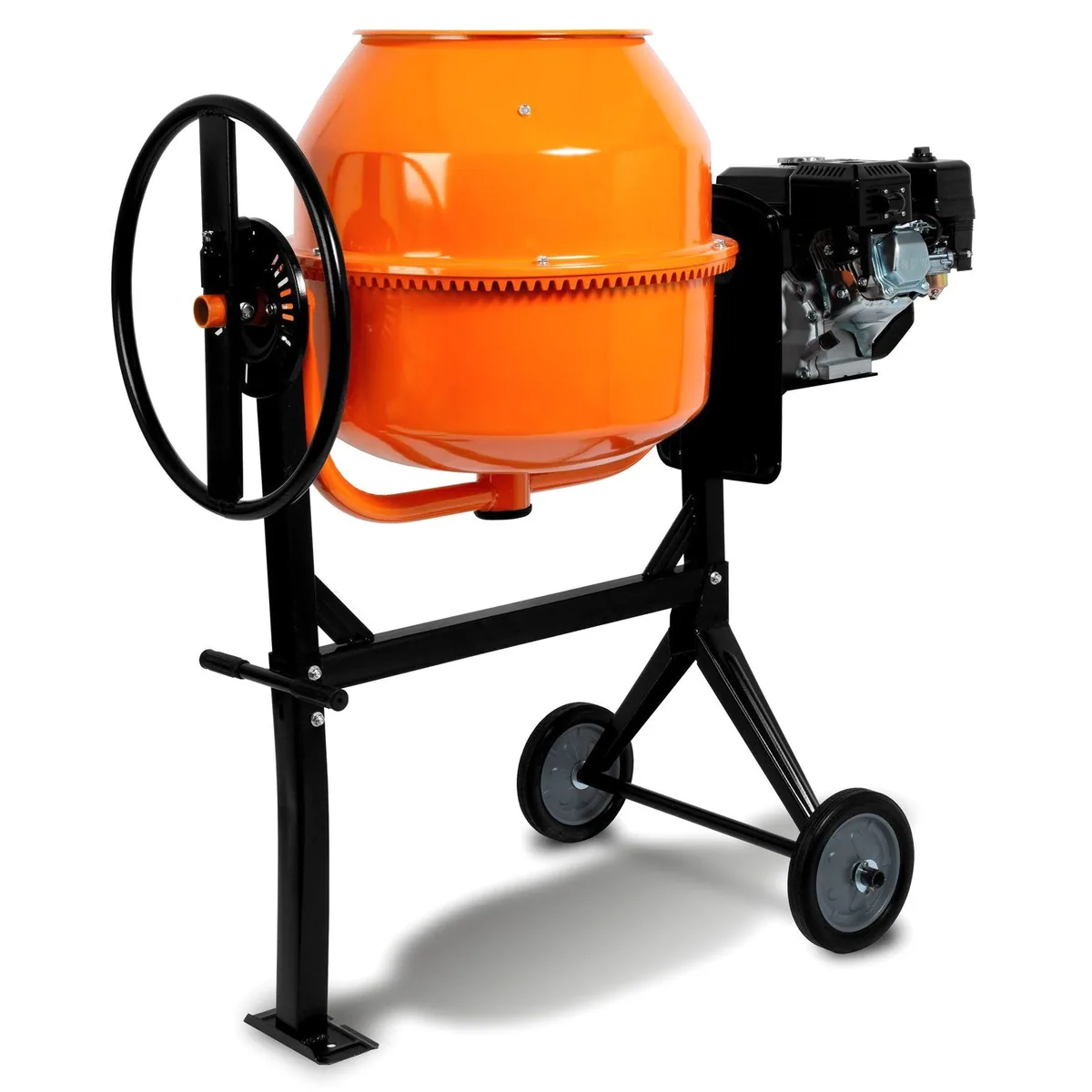 EBERTH Betonmischer CM6-B140L, 6,5 PS Benzinmotor, 140L Trommelvolumen, robustes Stahlgestell