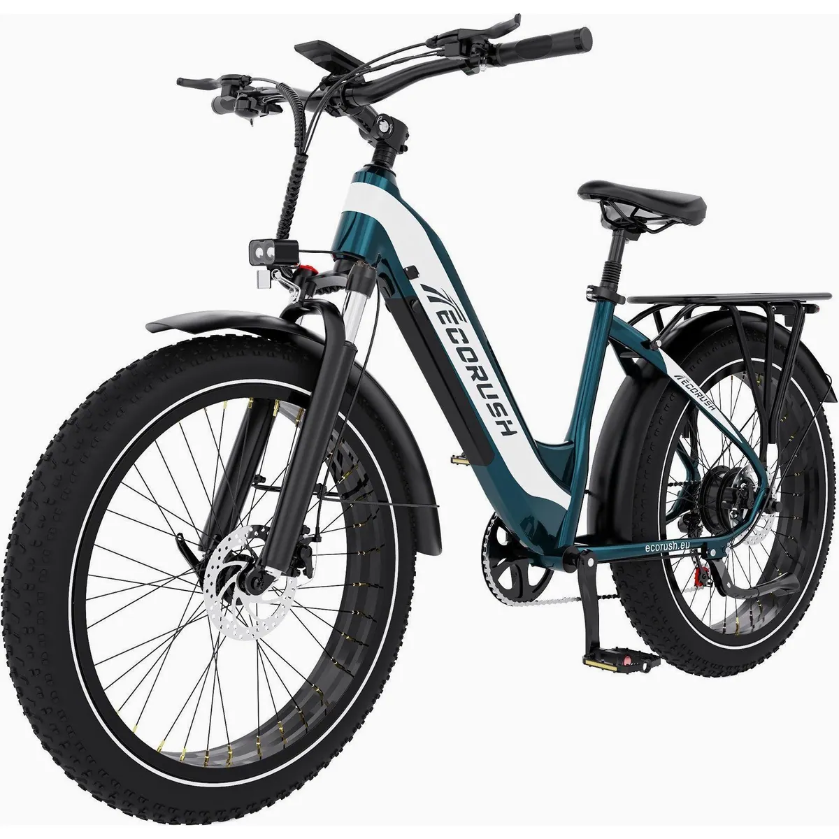 ECORUSH E-Bike Trekkingrad, 250W Motor, 48V 20Ah Akku, Vollfederung