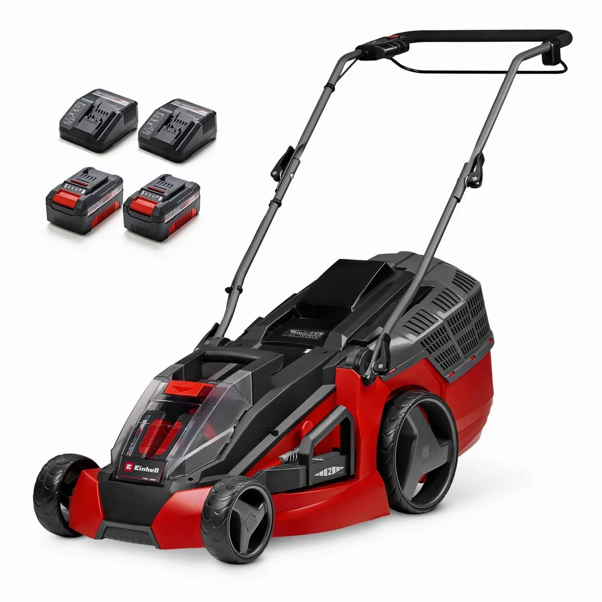 Einhell GE-CM 43 Li M, Akku-Rasenmäher mit 43 cm Schnittbreite, 2x4Ah Akkus, Mulchfunktion