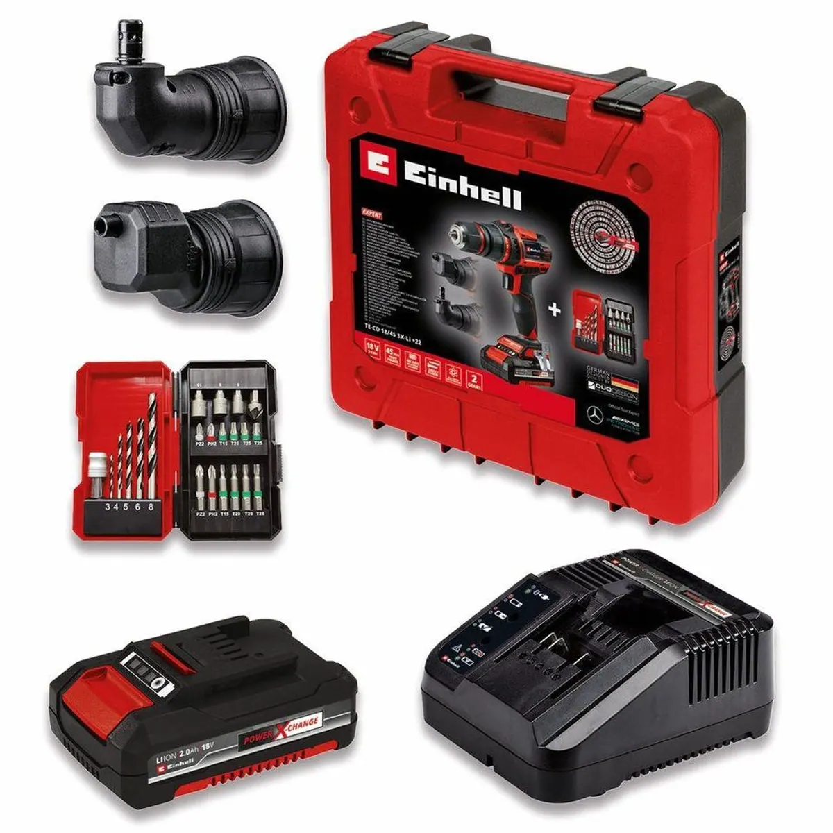 Einhell TE-CD 18/45 3X-Li Akku-Bohrschrauber, 2-Gang-Getriebe, LED-Beleuchtung — inkl. Akku und Zubehör 2