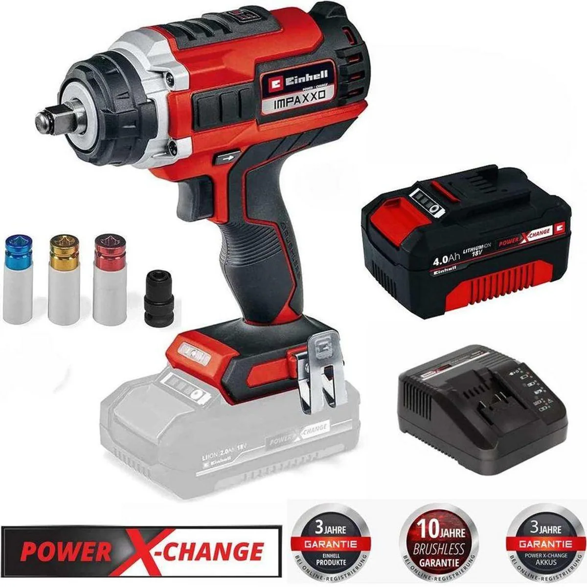 Einhell IMPAXXO 18/450 Akku-Schlagschrauber, 450 Nm Drehmoment, 3-Gang-Getriebe, bürstenloser Motor 3