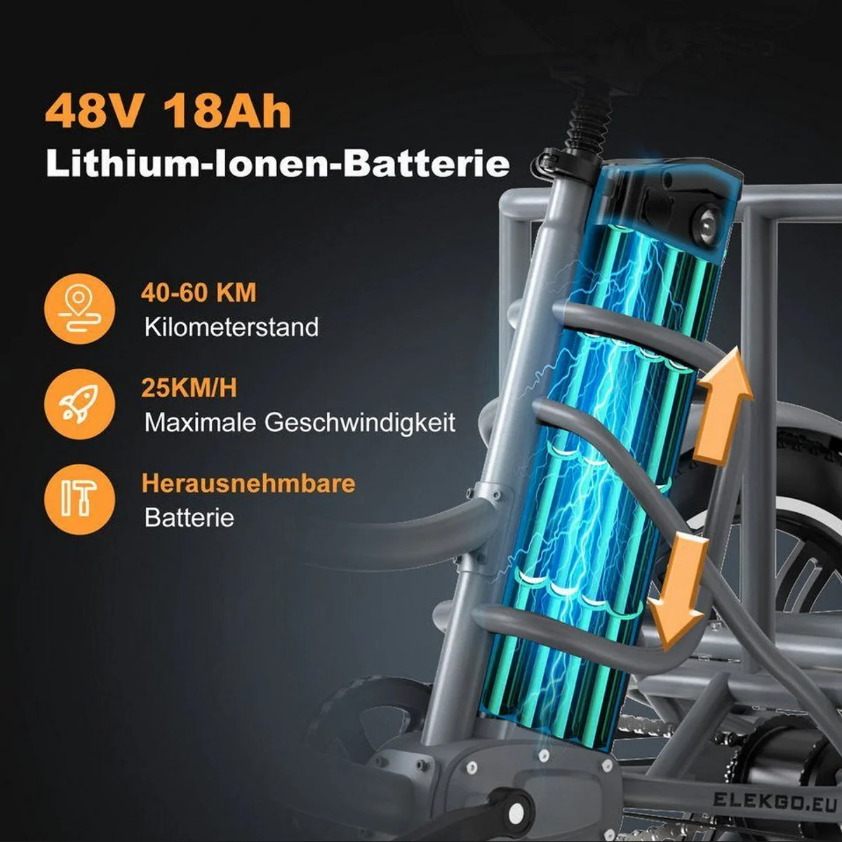 ELEKGO EGO03 E-Dreirad, kraftvoller Motor, abnehmbarer Akku, hoher Stauraum 2