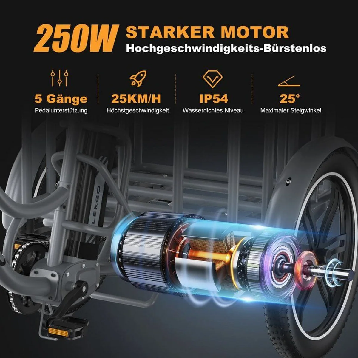 ELEKGO EGO03 E-Dreirad, kraftvoller Motor, abnehmbarer Akku, hoher Stauraum 5