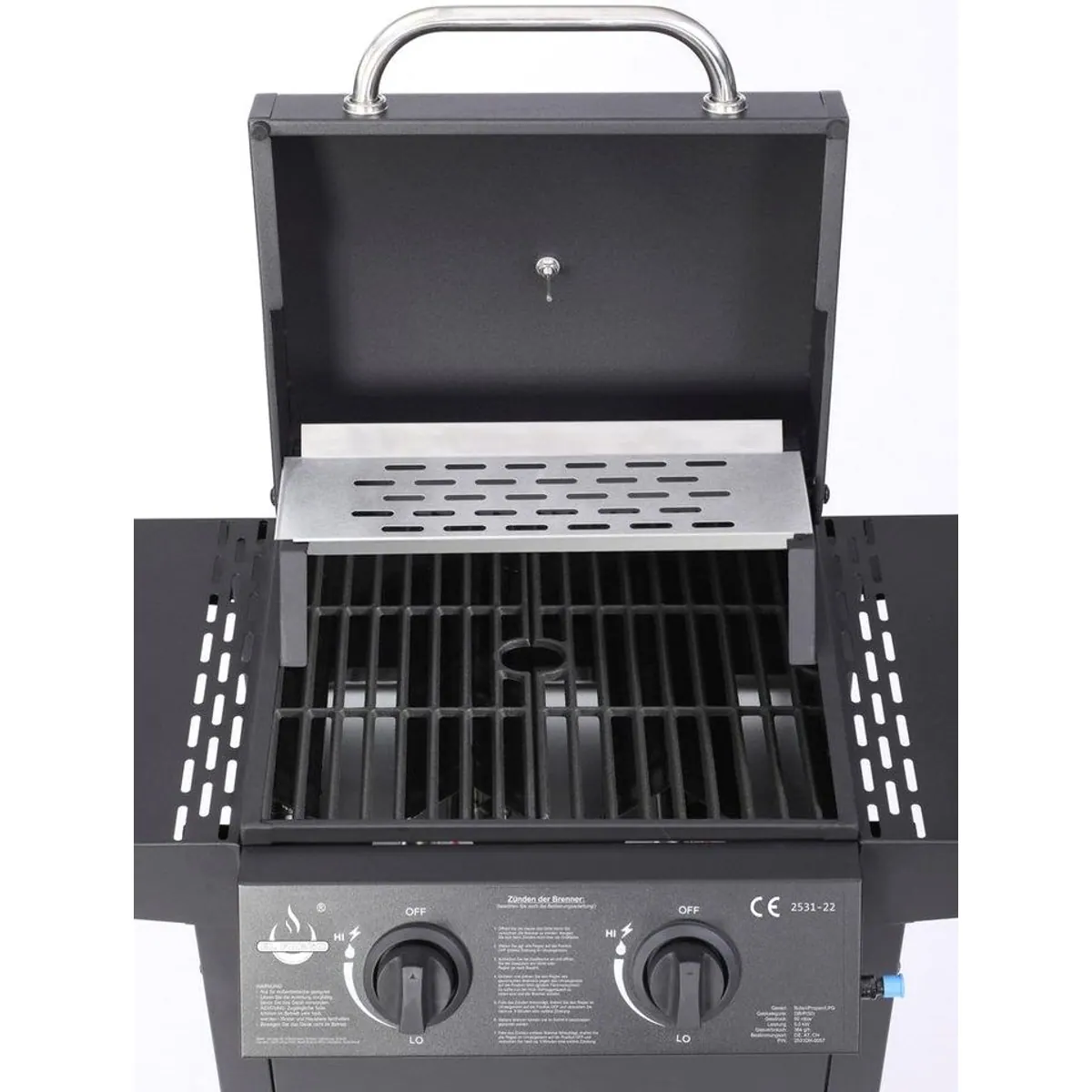 El Fuego San Jose Gasgrill, 2 Brenner, gusseisernes Grillrost, integriertes Thermometer 5