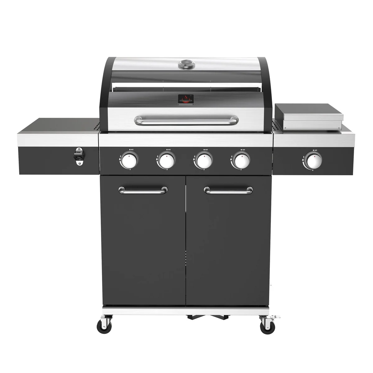 El Fuego Kingsten Gasgrill, 4 + 1 Brenner, inkl. Zubehör — Hochwertige Materialien, Infrarot-Seitenbrenner, Sichtfenster 2