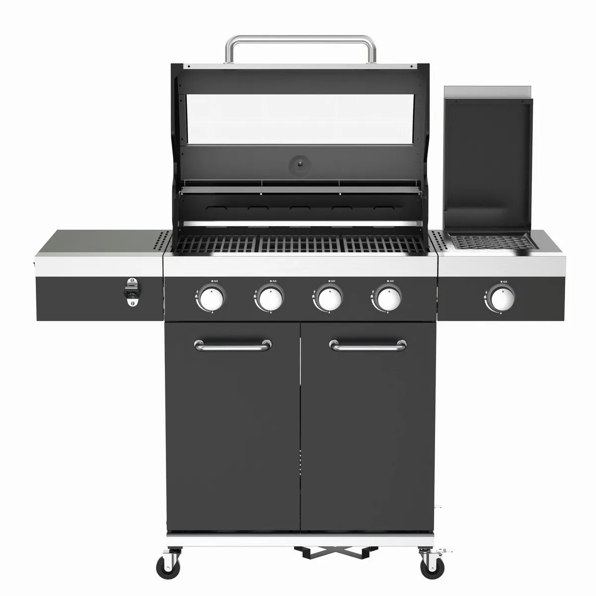 El Fuego Kingsten Gasgrill, 4 + 1 Brenner, inkl. Zubehör — Hochwertige Materialien, Infrarot-Seitenbrenner, Sichtfenster 3