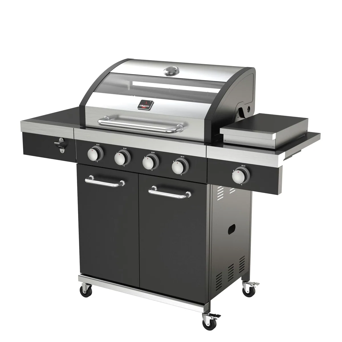 El Fuego Kingsten Gasgrill, 4 + 1 Brenner, inkl. Zubehör — Hochwertige Materialien, Infrarot-Seitenbrenner, Sichtfenster 4