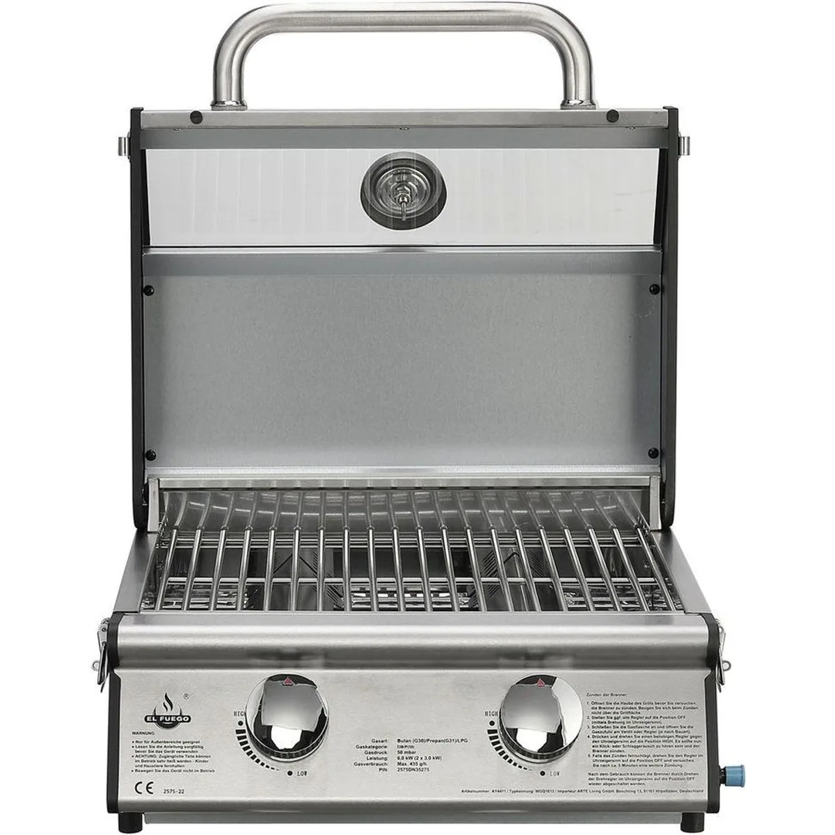 El Fuego Jesolo Gasgrill, 6 kW, zwei effiziente Brenner mit Piezozündung 4