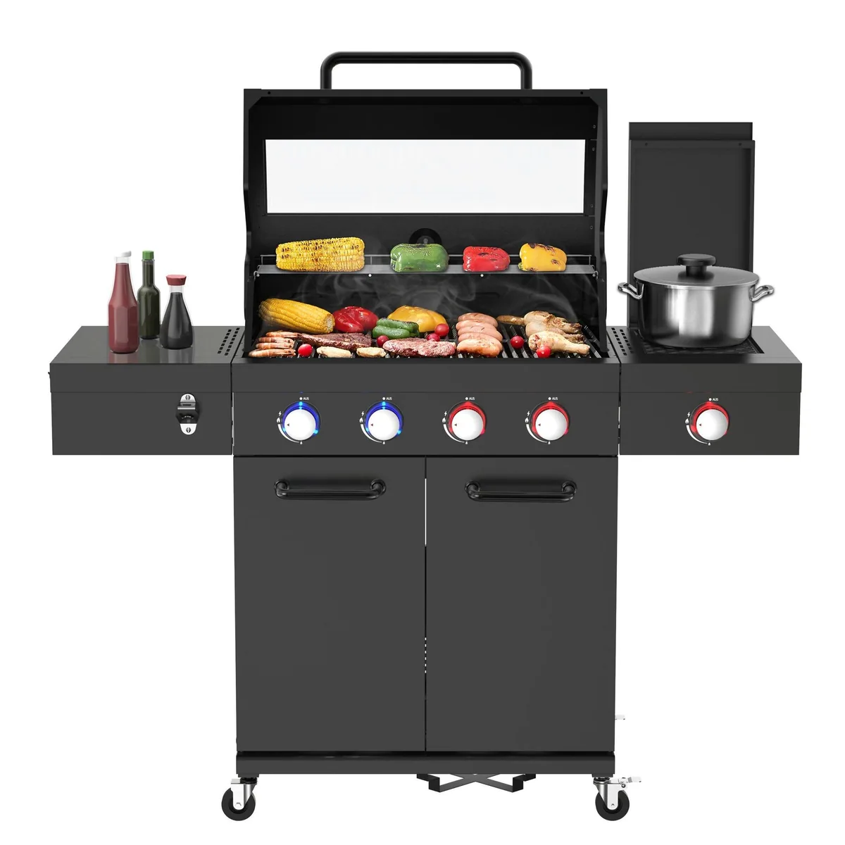 El Fuego Kingsten Nocturne Gasgrill, 4 Hauptbrenner + 1 Infrarot-Seitenbrenner