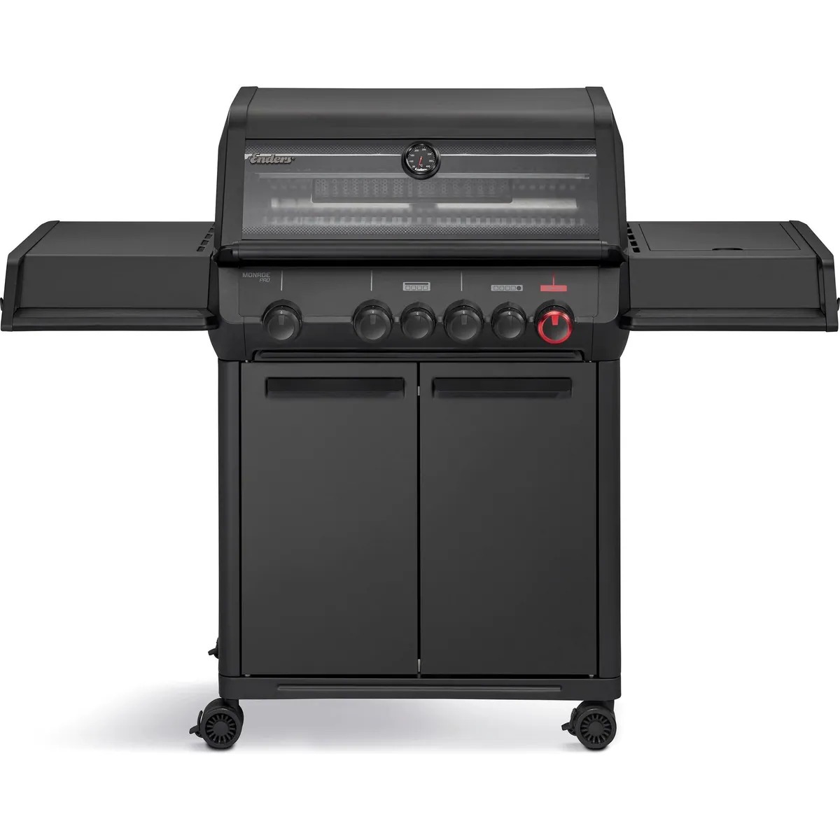 Enders Monroe Pro 4 SIKR TURBO Shadow, Hochleistungsgrill mit Sichtfenster und Infrarot-Backburner 4